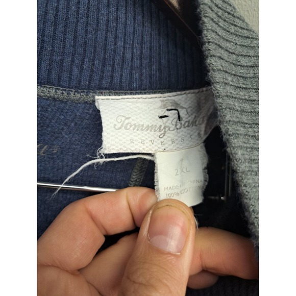 Tommy Bahama Sweater Mens 2XL XXL Reversible Quarter Zip Grey Blue - Picture 3 of 9